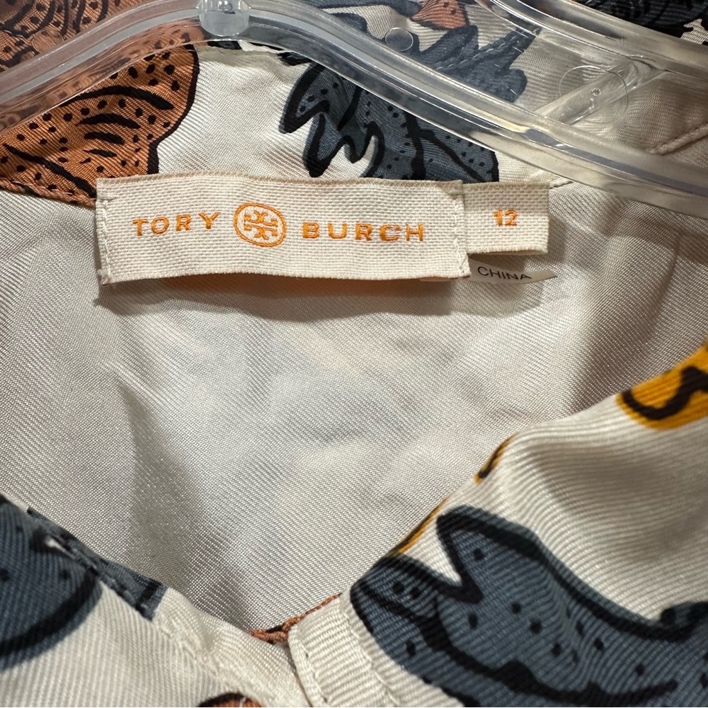 Tory Burch Silk Button Down Orange Wonderland Vin… - image 4